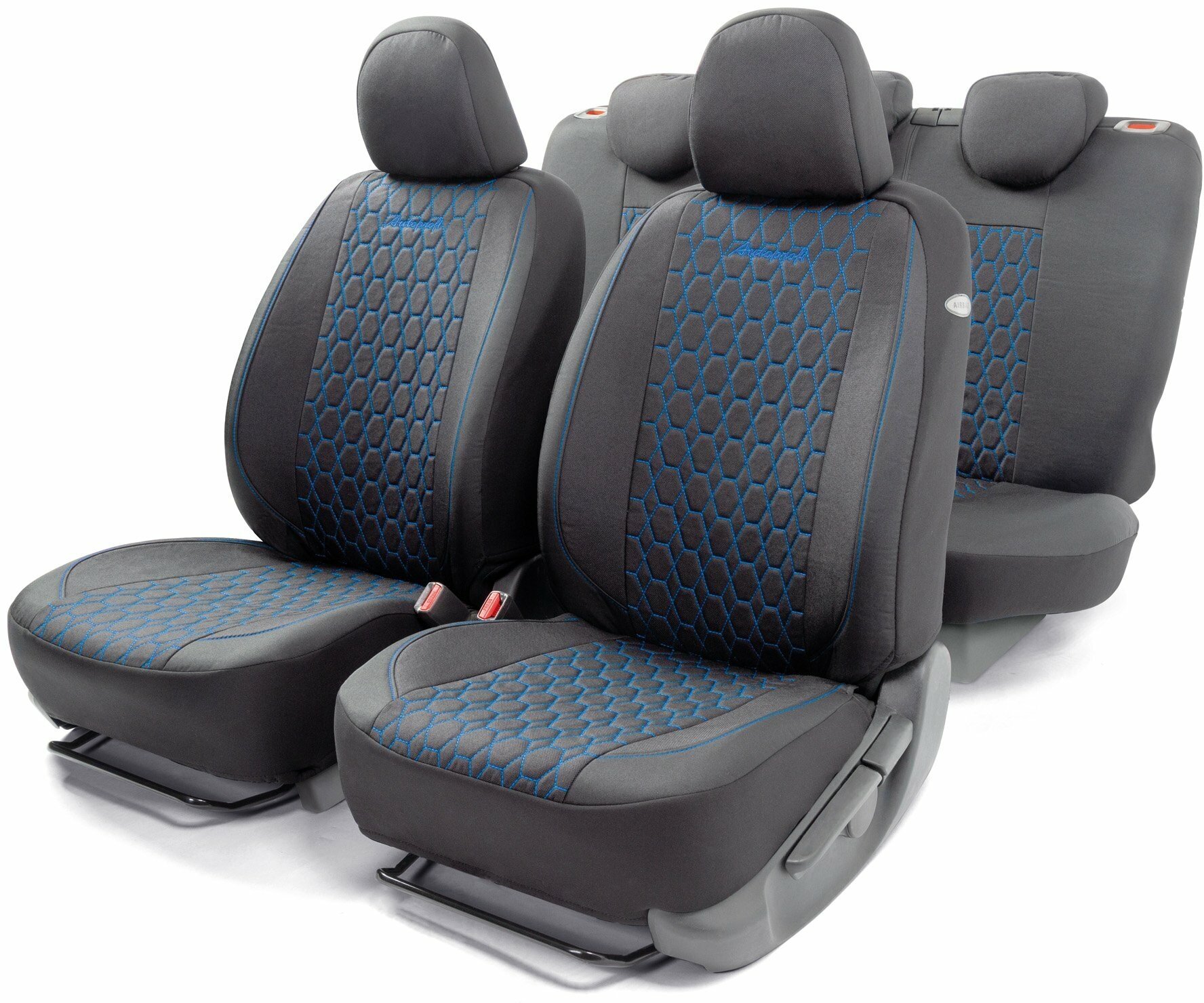 Универсальные чехлы на сиденья Verona Autoprofi, черные/отстрочка синяя