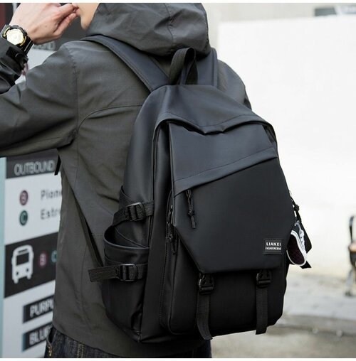 Рюкзак мужской, влагостойкий, для школы и города, черный, Lianxi