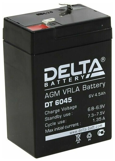 Аккумуляторная батарея 6В 4,5Ач DT 6045 срок службы до 5лет