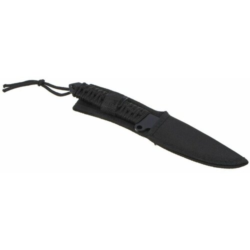 нож туристический арн лезвие 10 см рукоять черная с синим пластмассовые ножны Нож туристический, оплетка