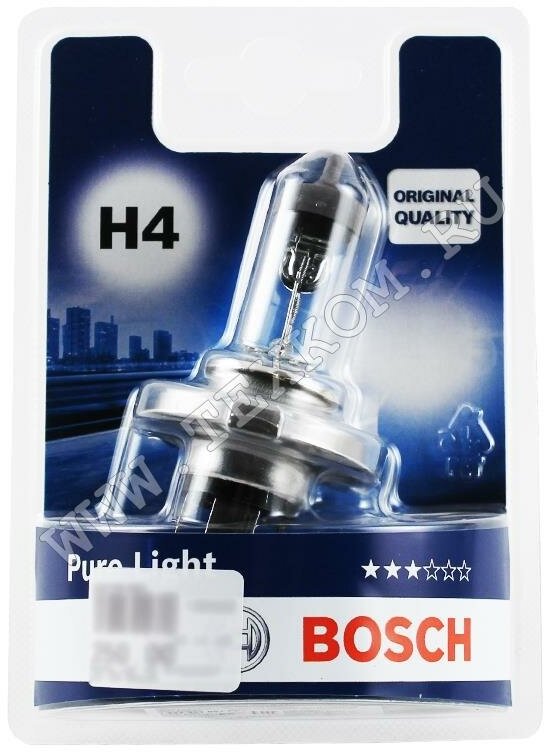 Лампа автомобильная галогенная Bosch Pure Light 1987301001 H4 P43t 60/55w 1 шт. - фотография № 14