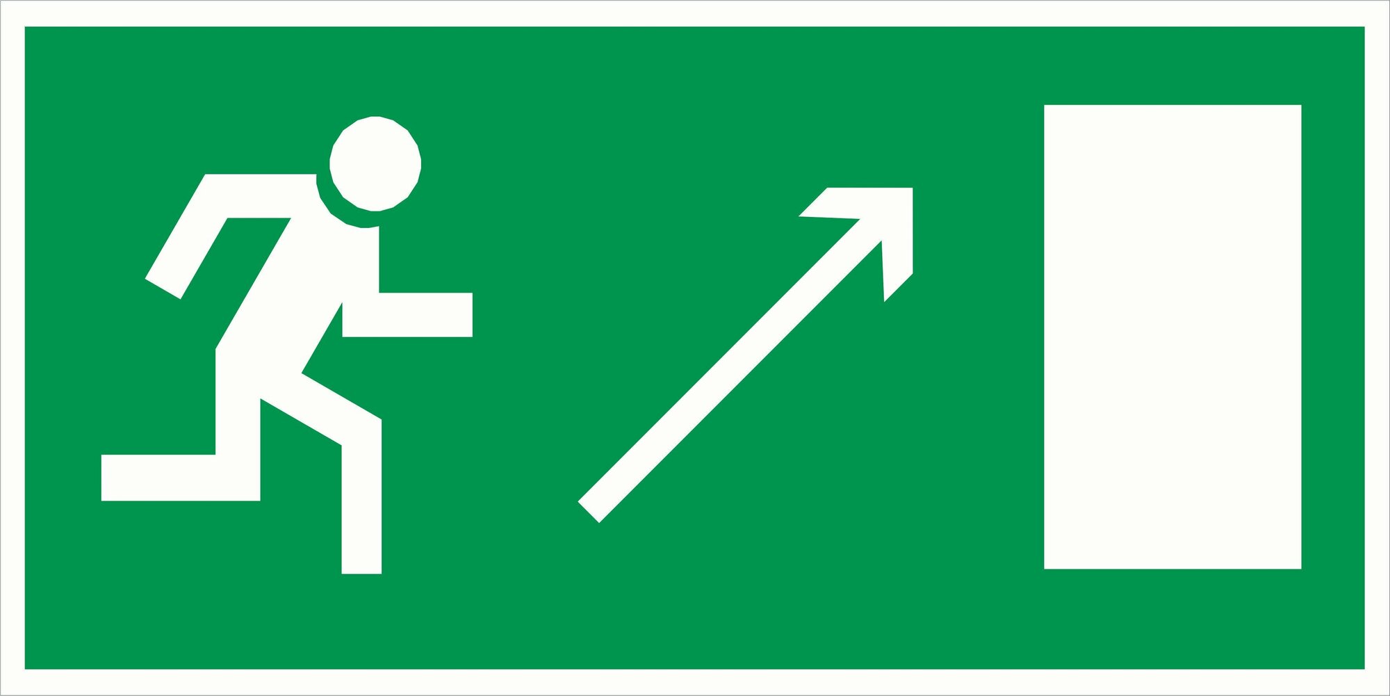 Наклейка "Направление к эвакуационному выходу направо вверх" E05, 30х15 см