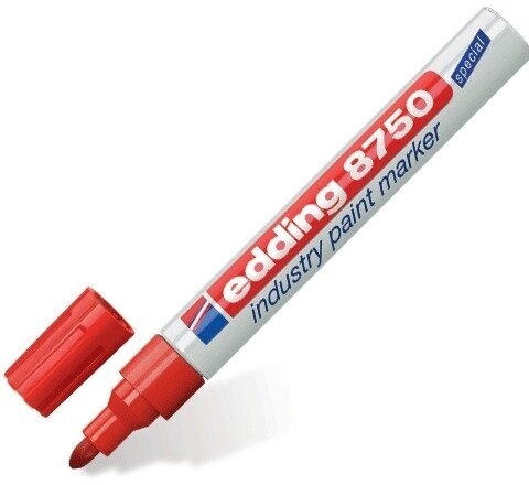 Маркер-краска лаковый (paint marker) EDDING 8750, красный, 2-4 мм, круглый наконечник, алюминиевый корпус, E-8750/2