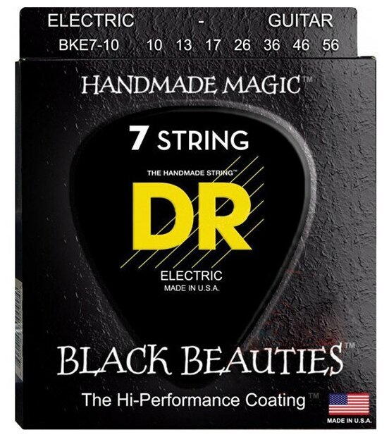 DR BKE7-10 Black Beauties Black Coated Electric 10-56 струны для электрогитары