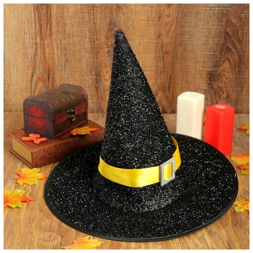 фото Карнавальная шляпа "конус" желтый ремешок 2266427 страна карнавалия