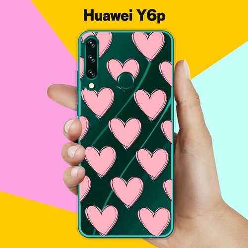 Силиконовый чехол Узор из сердец на Huawei Y6p силиконовый чехол узор из сердец на huawei p40