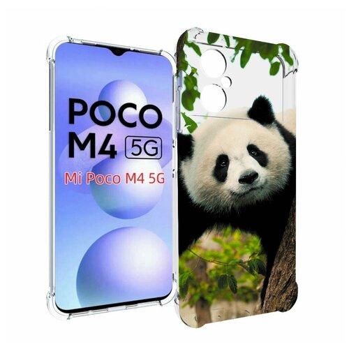 Чехол MyPads Панда-на-дереве для Xiaomi Poco M4 5G задняя-панель-накладка-бампер