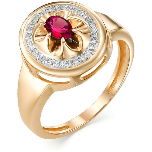 фото Алькор кольцо с рубином и бриллиантами из красного золота 12557-103, размер 18.5