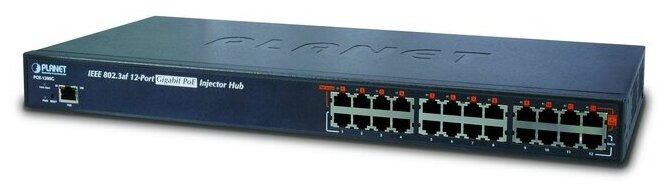 Инжектор PLANET POE-1200G 12-Port 8023at Managed Gigabit Power over Ethernet Injector Hub full power - 200W 5884700₽