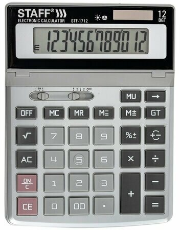 Калькулятор STAFF настольный металлический STF-1712, 12 разрядов, двойное питание, 200×152 мм