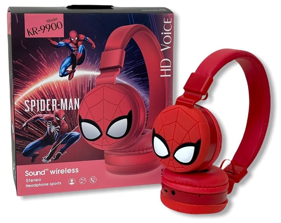 Детские наушники КР-9900 "Spiderman", полноразмерные, Bluetooth 5.0, 10 ч работы