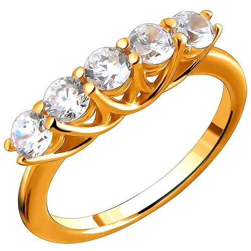 фото Эстет кольцо с 5 фианитами из серебра с позолотой 01к1510416а, размер 20.5