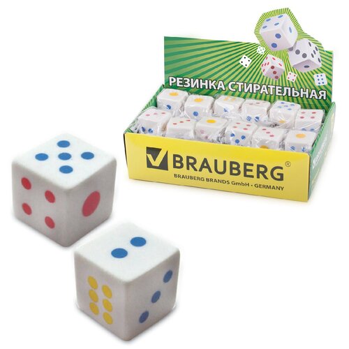 Резинка стирательная BRAUBERG Game, в форме игральной кости, 24х24х24 мм, белая, пакет, 223605 жевательные резинки я не обиделась в форме игрального кубика 14 г