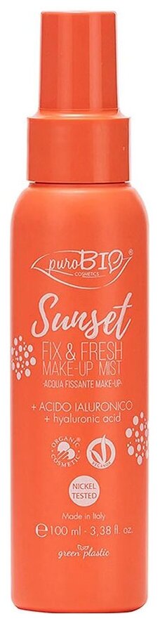 PuroBIO Спрей для фиксации макияжа Sunset Fix & Fresh Make-up Mist, 100 мл, прозрачный