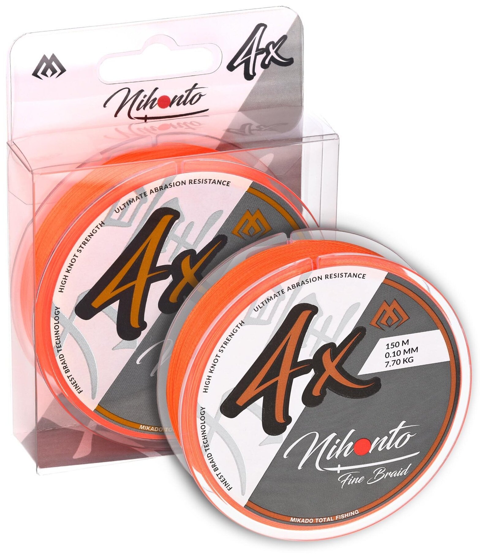 Плетеный шнур Mikado NIHONTO FINE BRAID 0,23 orange (150 м) - 20,20 кг. Z19O-023