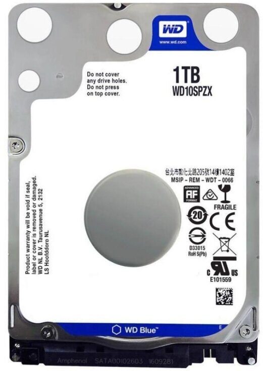 Жесткий диск WD Blue WD10SPZX, 1ТБ, HDD, SATA III, 2.5"