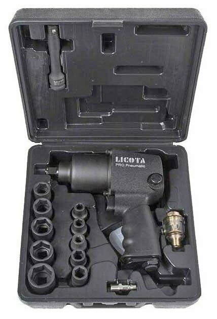Licota PAW-04006RK2 Гайковерт пневматический ударный 1/2" 563 Нм (57 кГм) с головками 9-27 мм и аксессуарами, в кейсе - фото №5