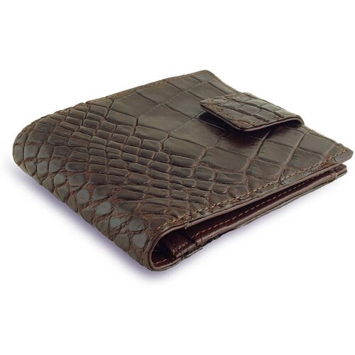 Кошелек Exotic Leather, фактура под рептилию, коричневый кошелек из брюшной кожи крокодила