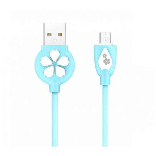 Кабель Hoco JP15 Sakura USB - Micro-USB, 1 м, голубой кабель hoco jp15 sakura usb micro usb 1 м фиолетовый