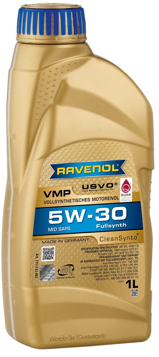 Моторное масло RAVENOL VMP 5W-30, синтетическое, 1 л