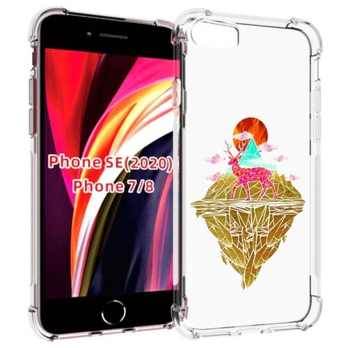 Чехол MyPads розовый олень абстракция для iPhone 7 4.7 / iPhone 8 / iPhone SE 2 (2020) / Apple iPhone SE3 2022 задняя-панель-накладка-бампер