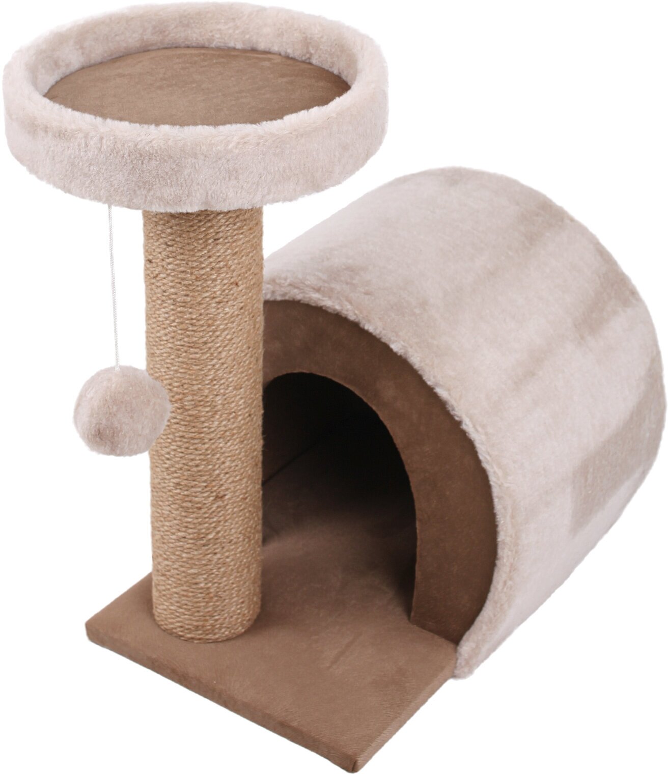 Когтеточка для кошек с домиком, лежанкой, игровой комплекс, джутовый столбик / коричневый "котUпёс" - фотография № 4