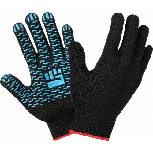 Плотные трикотажные перчатки Фабрика перчаток, с ПВХ, 10 класс, 6 нитей, черные, р. L 6-10-ПЛ-ЧЕР-(L)