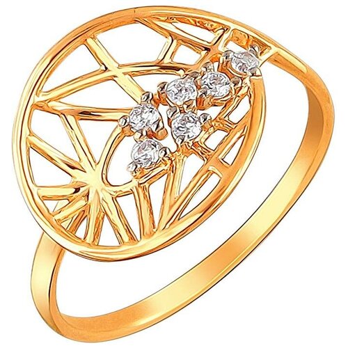 фото Эстет кольцо с 6 фианитами из красного золота 01к1111405р, размер 16.5