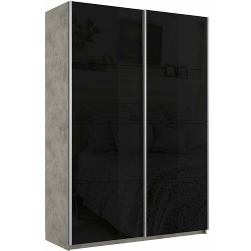 Шкаф-купе 1,4 Прайм 2-х дверный 140х230х57 Черное стелко Бетон с доводчиками