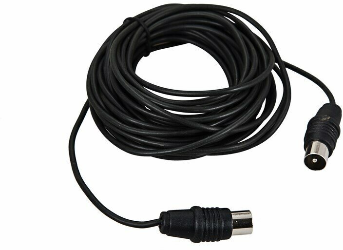 ВЧ кабель (ТВ штекер - ТВ штекер) 1.5 м для передачи аналоговых аудио- и видеосигнала цвет: Черный