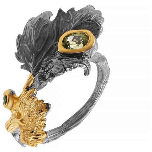 фото Element47 кольцо из серебра 925 пробы с перидотами и хромдиопсидом yr01420_ko_hd_pd_bj, размер 17