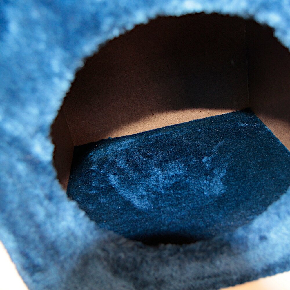 Когтеточка-домик 31х31х70 см, темно-синий - фотография № 5