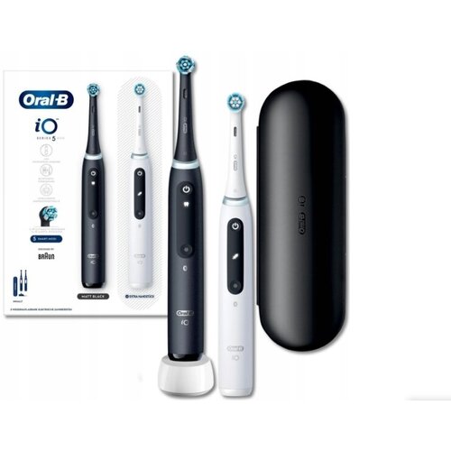 Электрическая зубная щетка Oral B iO Series 5 Duo Matt Black и Quite White, набор из 2 штук