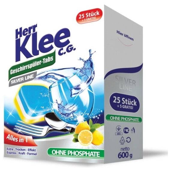 Таблетки для посудомоечных машин Herr Klee C.g. 30 шт (25+5)