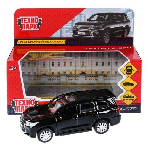 Машина Lexus LX-570 чёрный (12см) дв, багаж, инерц, в/к LX570-BK