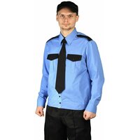 Рубашка мужская с длинным рукавом "Охрана" на резинке голубая с чёрным