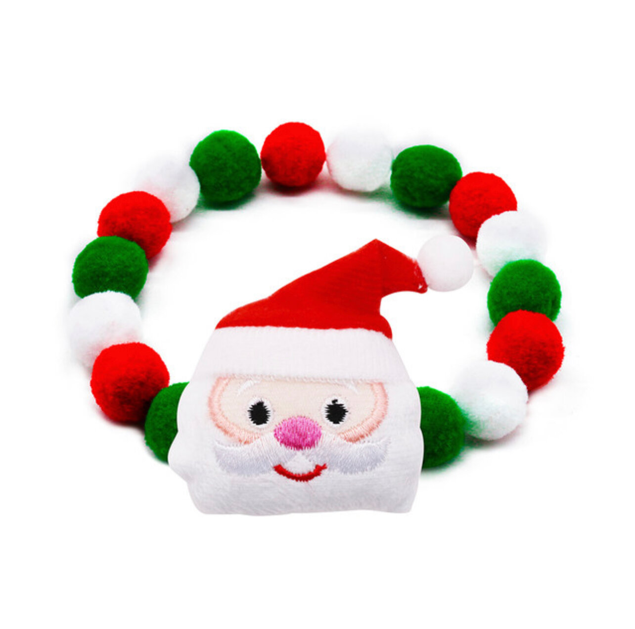 фото Новогоднее украшение ошейник для собак и кошек из мягких бонбонов c дедом морозом