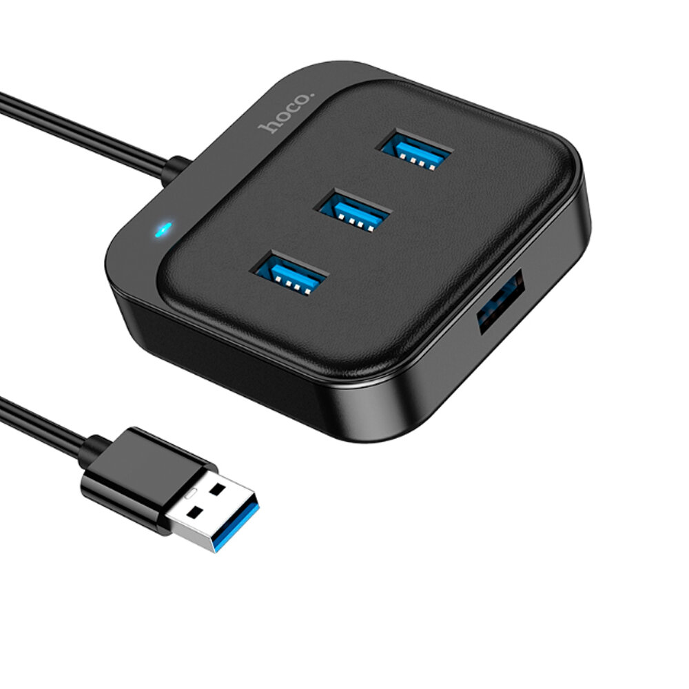 USB HUB разветвитель HOCO HB31 Easy 4 в 1 USB3.0 (m) - 4xUSB3.0 (f) 20 см черный