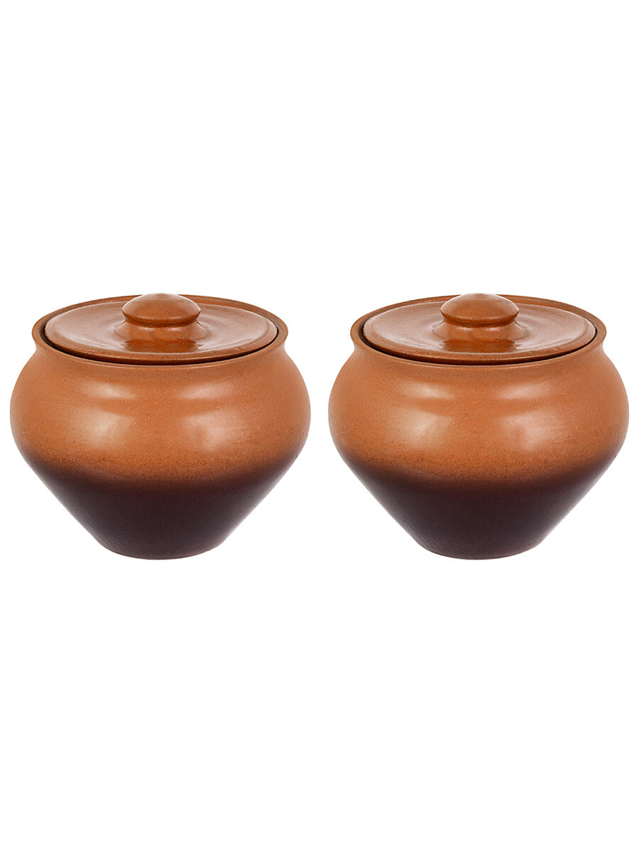 Набор 2 горшков 0,9 л 14,5*14,5*12,5 см "TerraCotta" с крышкой для запекания традиция