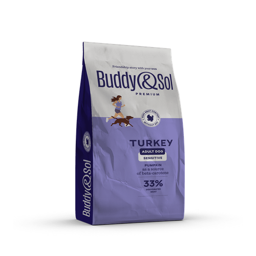 фото Корм собак средних и крупных пород с чувствительным пищеварением сухой buddy&sol sensitive 1,8 кг премиум-класса с индейкой
