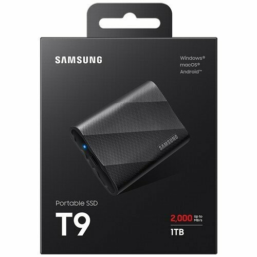 4 TB Внешний SSD Samsung T9 Portable 2000 Мб/с черный (MU-PG4T0B/EU) — фото 1