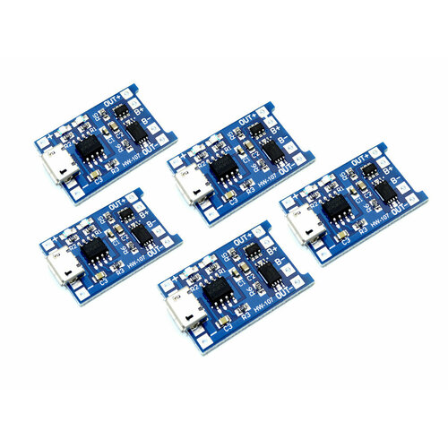 5 шт! Модуль заряда TP4056 Micro USB с защитой/Контроллер заряда с защитой 5V 1A-5шт.