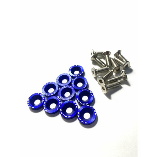Декоративные шайбы + болты М6*20 потайные для элеткросамокатов, цвет синий
