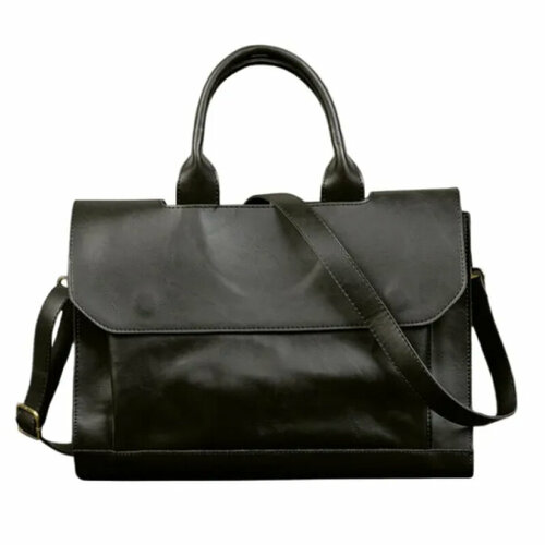 фото Портфель, фактура тиснение, черный guangzhou top quality leather products