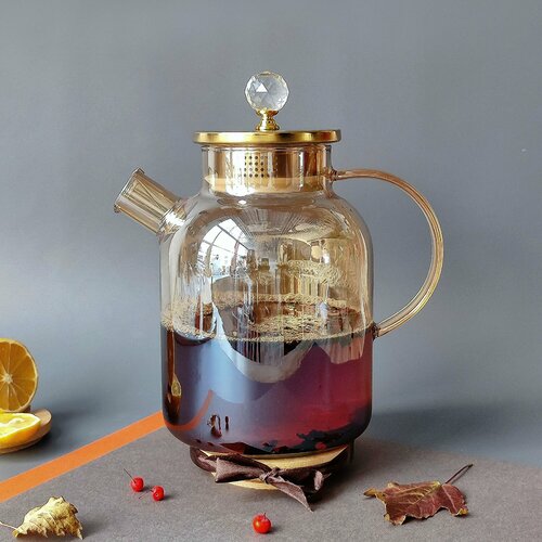 Чайник стеклянный заварочный 15л метал крышка ситечко Baizheng 791₽