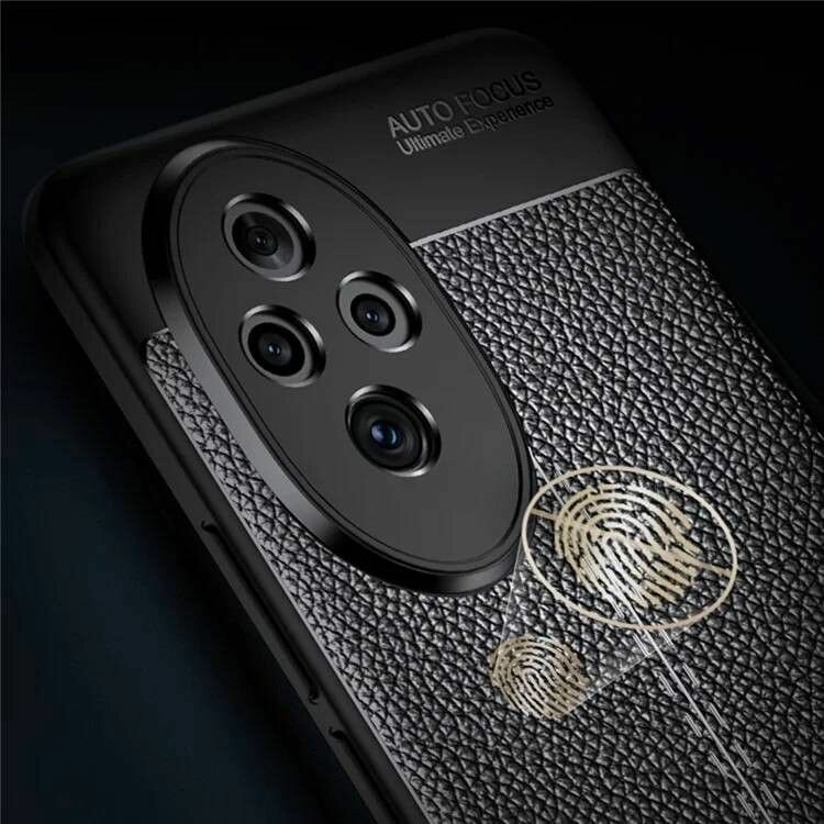 Чехол на Honor 200 Pro силиконовый под кожу чёрный противоударный — фото 1