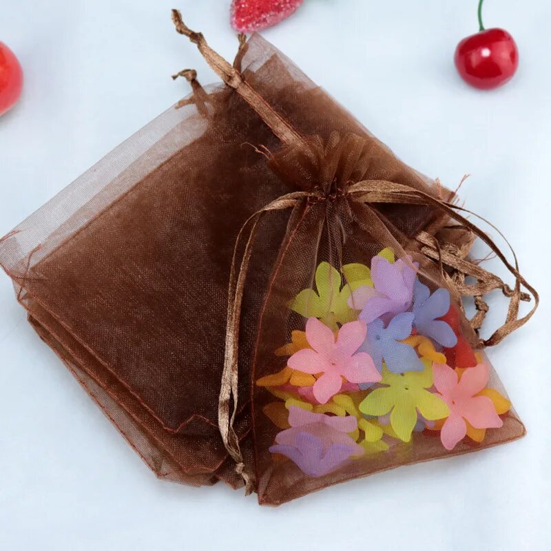 МерiLover подарочные мешочки из органзы 10 шт. Коричневый, coffee, 7x9cm organza