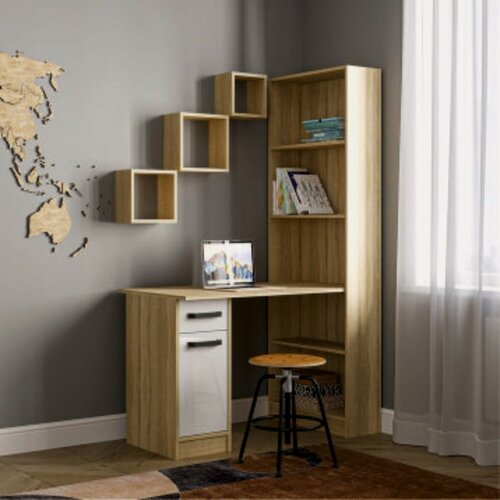 Изображение товара Стол письменный СПЛ-2, 1150х600х1828, Дуб сонома/Белый глянец