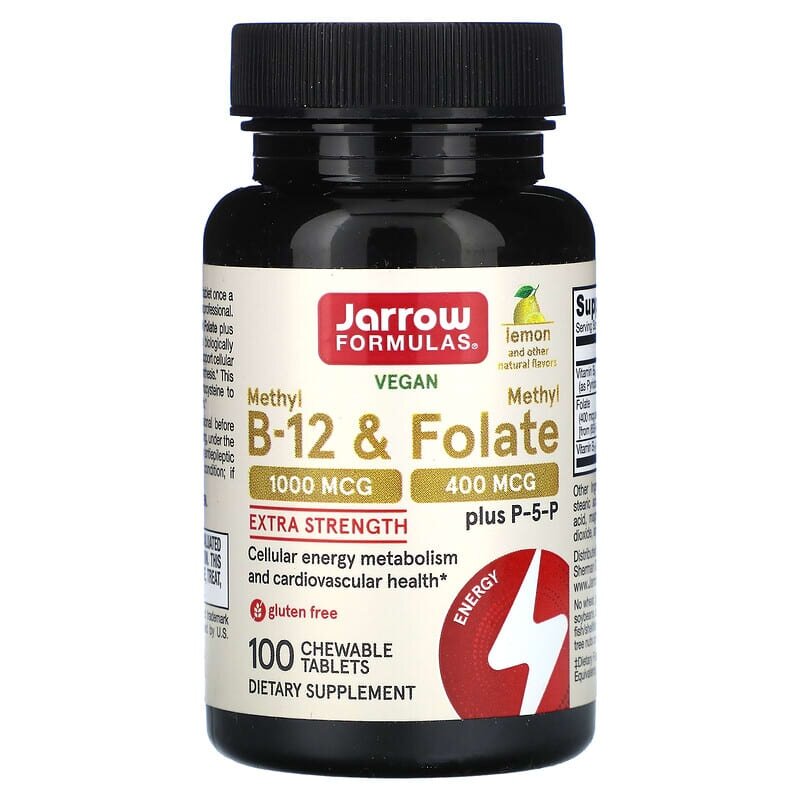 Витамины Jarrow Formulas Solaray B-12, жевательные таблетки, без лактозы, 75 г, 90 шт.