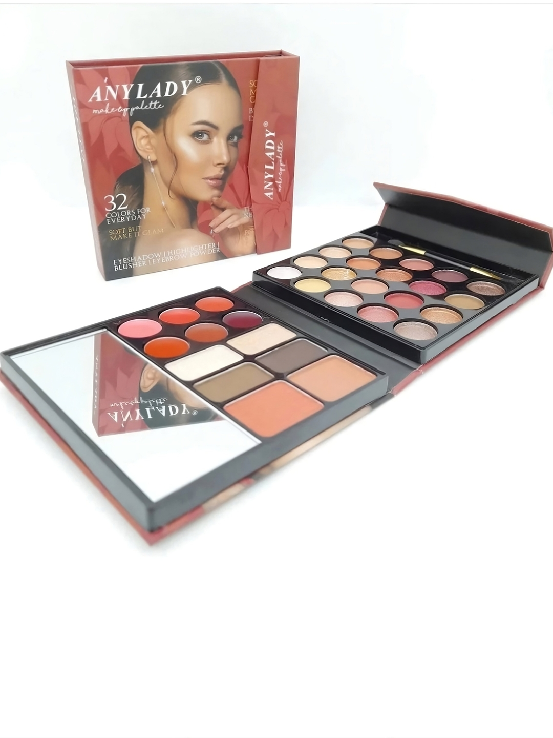 Палитра теней 5 в 1, Anylady: для бровей, глаз, румян, хайлайтера и помады 34 цвет